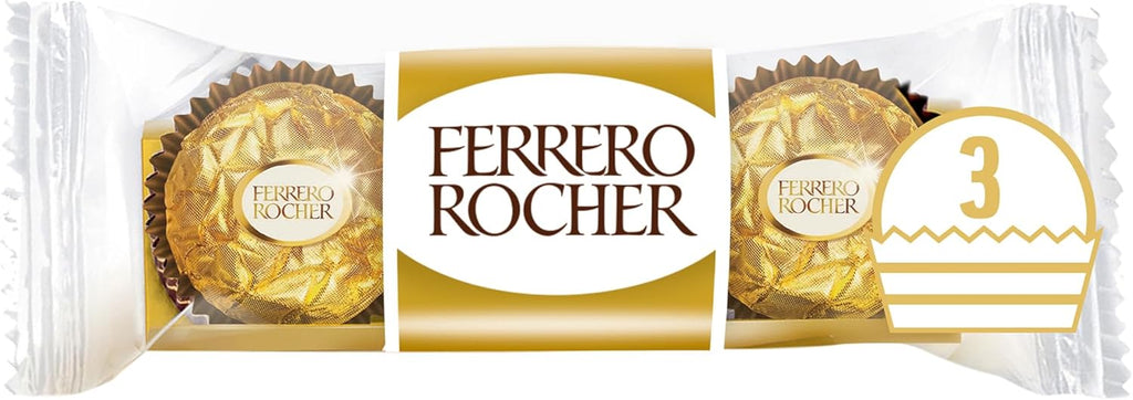 Ferrero Rocher Pralines, Bulk Chocolate Party Box, Birthdays, Gifting, Celebrations, Hazelnut Covered in Milk Chocolate and Nuts, Box of 16 x 3 (48pcs)