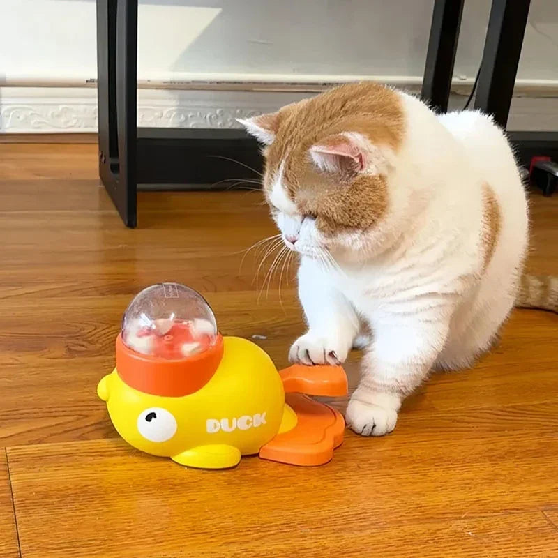 Yellow Duck-Shaped Interactive Cat Treat Dispenser Durable Plastic Training dogToy Puzzle Slow Feeder Dog Entertainment Toy