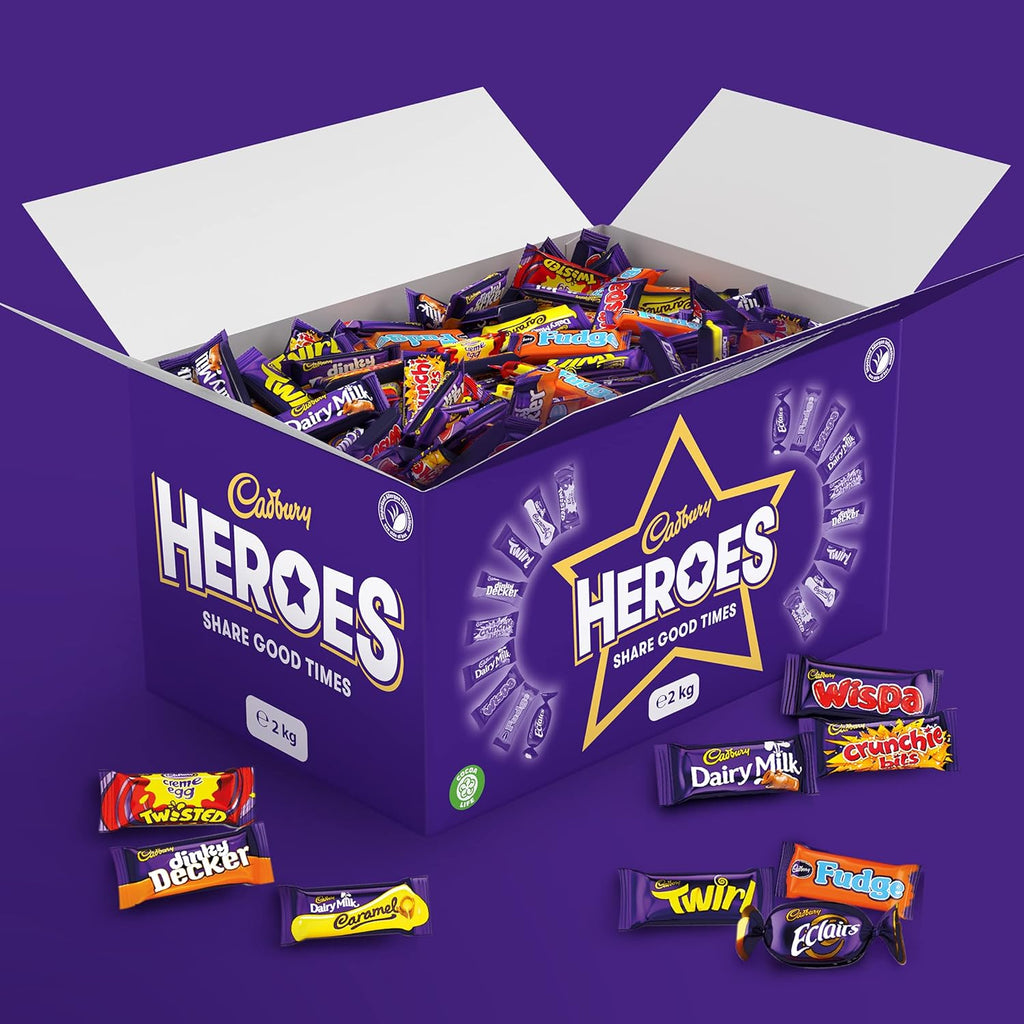 Cadbury Heroes Chocolate Bulk Sharing Box, Milk Chocolates Individually Wrapped, 2 Kg (Pack of 2)