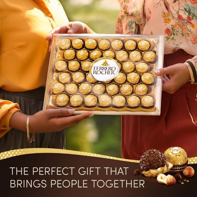 Ferrero Rocher Chocolates Gift Box for Christmas 42 Pieces - Milk Chocolate and Hazelnuts - Gifts, Sharing, Special Occasions - (525g)