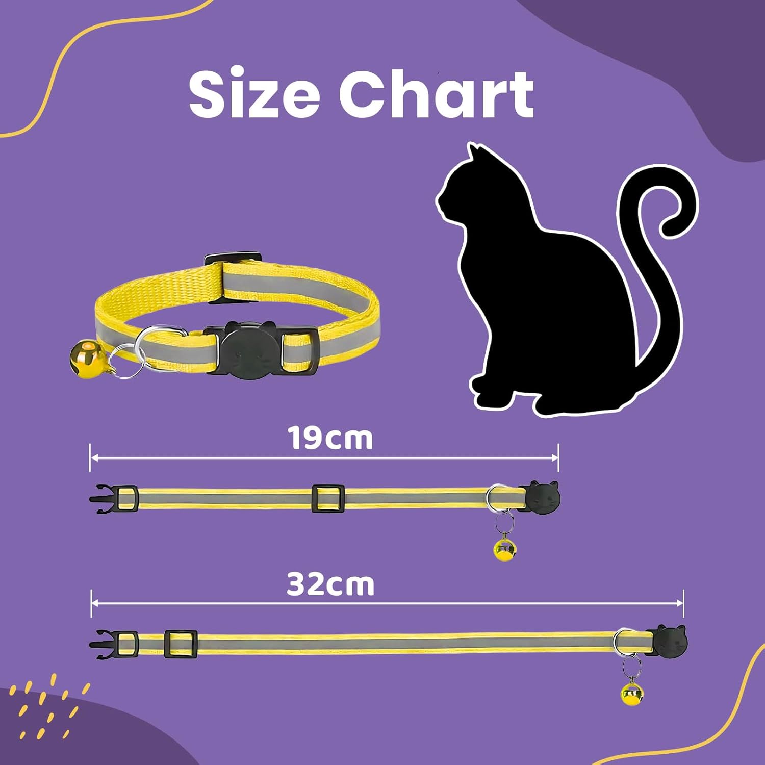 SereneStock Cat Collar- Reflective Cat Collars with Bells- Quick Release Cat Collar- Adjustable to Fit All Cats- Breakaway Safe Kitten Collar (12 Pack) (Mix Color)