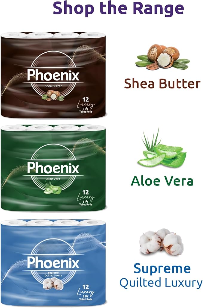 Phoenix Toilet Rolls – 60 Pack | 3 Ply Lavender Scented Toilet Paper | Bulk Buy, Soft, Quilted, Sustainably Sourced, Eco- Friendly Luxury Bathroom Tissue